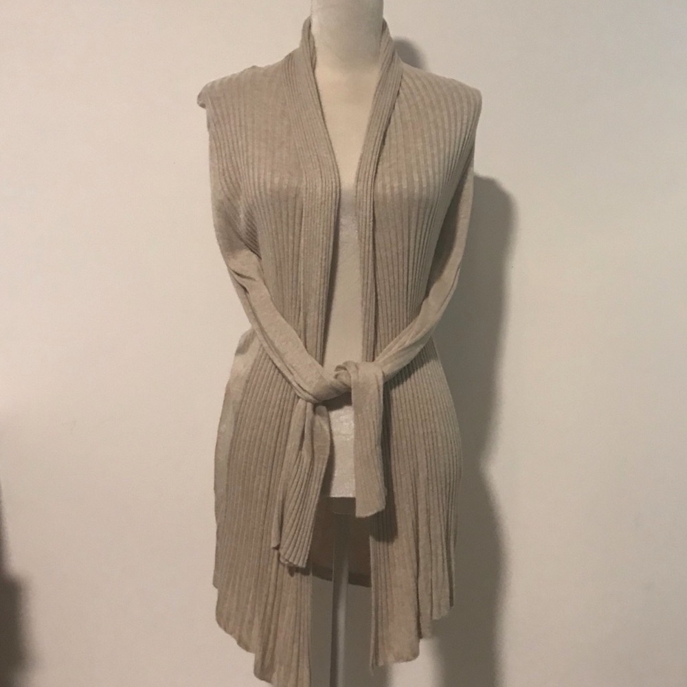 Beige Ribbed Cardigan - Picture 4 of 6